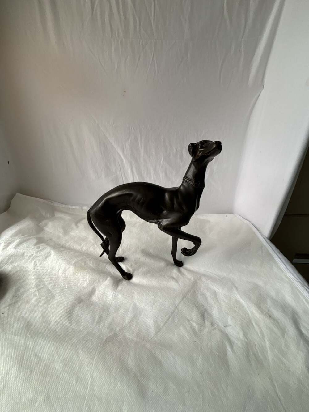 Vintage Bronze Greyhound Dog Statue Figurine 12 Inch
